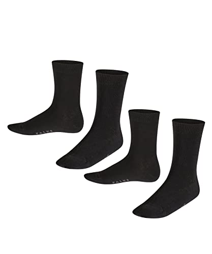 FALKE Unisex Kinder Socken Happy Double Pack K So Baumwolle einfarbig 2 Paar, Schwarz Black 0010, 27-30 von FALKE