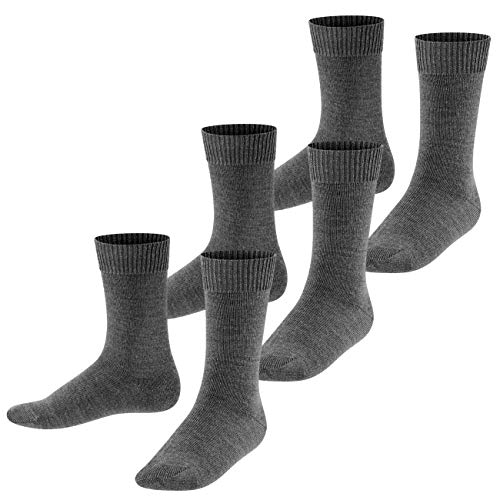 FALKE Kinder Socken Comfort Wool 3er Pack, Größe:19-22;Farbe:dark grey melange von FALKE