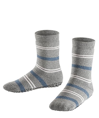 FALKE Kinder Stoppersocken Pencil Stripe Catspads, 83% Baumwolle, 1 Paar, Grau (Light Grey 3400), Größe: 19-22 von FALKE