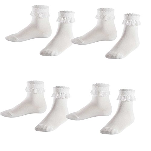 FALKE Kindersocken Romantic Lace 4er Pack, Größe:27-30, Farbe:White (2000) von FALKE