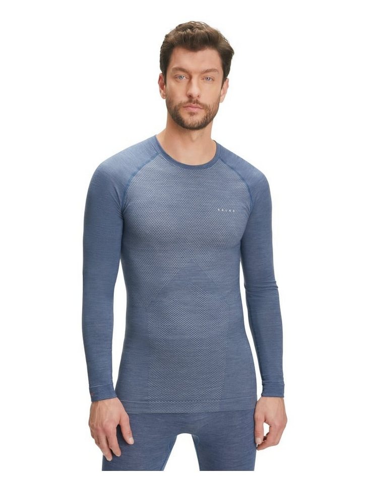 FALKE Langarmshirt Funktionsunterwäsche Wool-Tech Light (feinste Merinowolle) blau Herren von FALKE