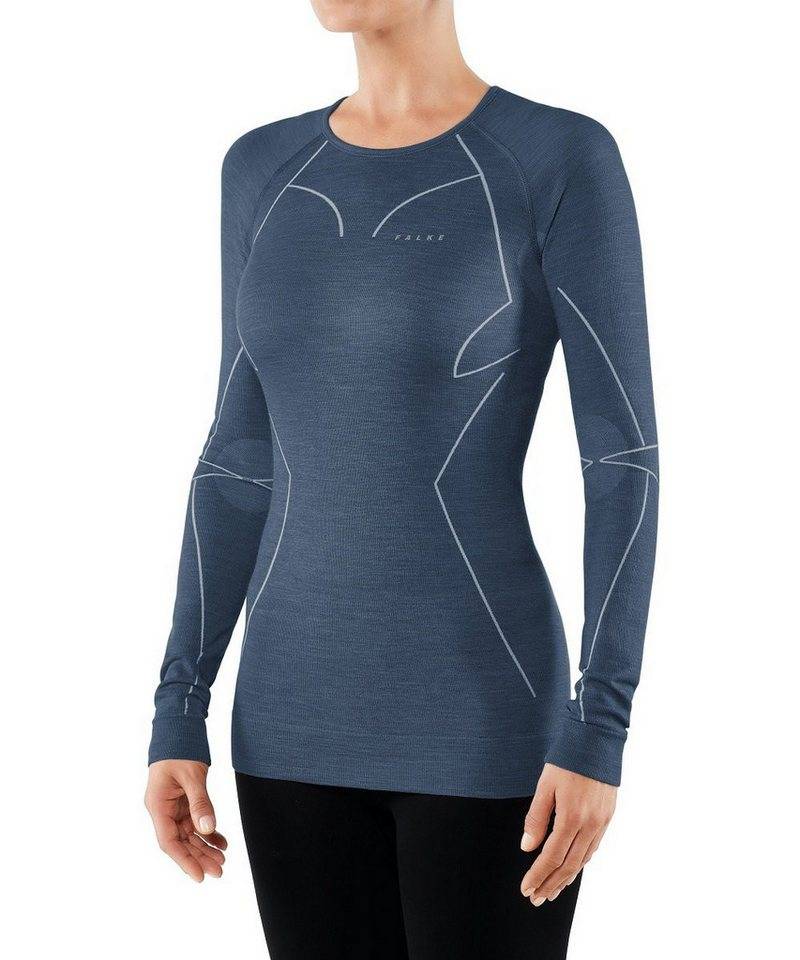 FALKE Langarmshirt Wool Tech (Merinowolle) Unterwäsche blau Damen von FALKE