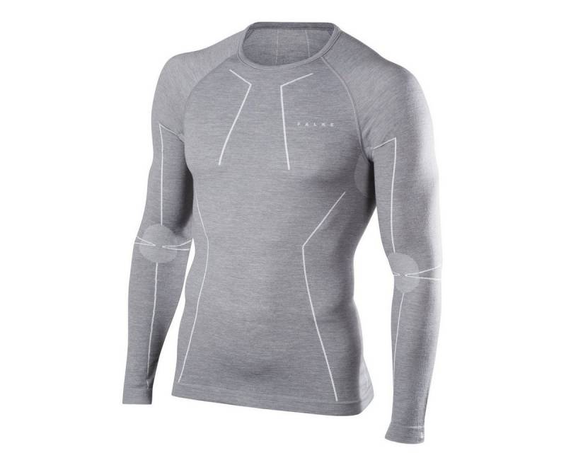 FALKE Langarmshirt Wool Tech (Merinowolle) Unterwäsche grau Herren von FALKE