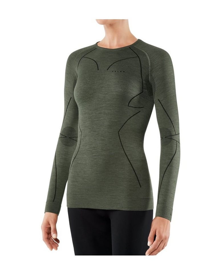 FALKE Langarmshirt Wool Tech (Merinowolle) Unterwäsche olivegrün Damen von FALKE