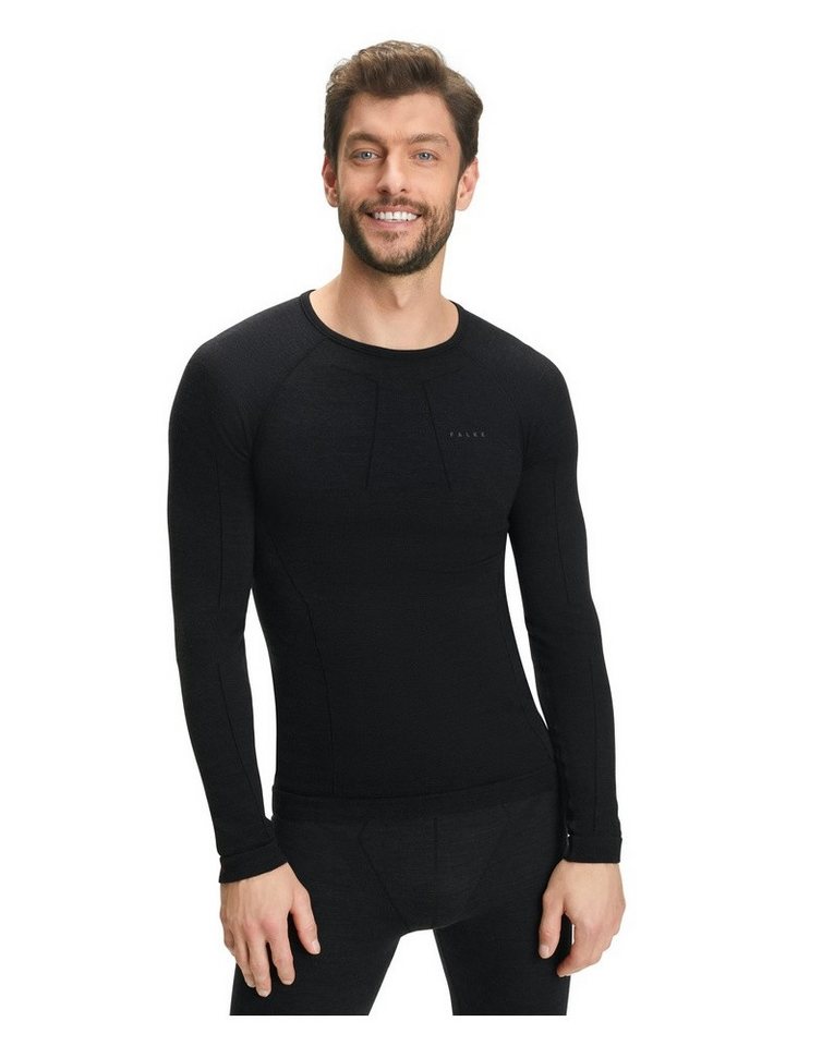 FALKE Langarmshirt Wool Tech (Merinowolle) Unterwäsche schwarz Herren von FALKE