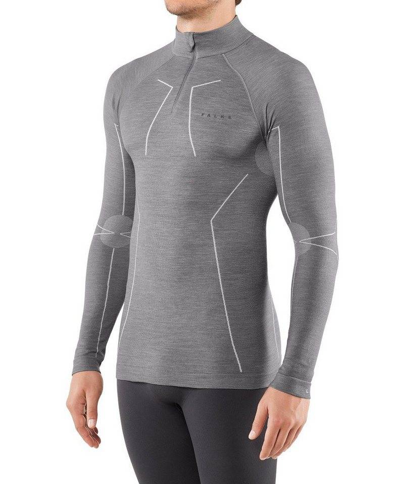 FALKE Langarmshirt Wool Tech Half-Zip (Merinowolle) Unterwäsche grau Herren von FALKE