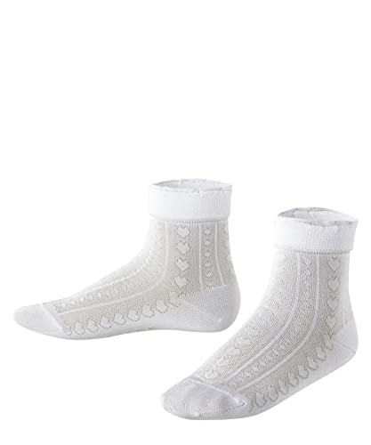 FALKE Unisex Kinder Socken Romantic Net K SO Baumwolle einfarbig 1 Paar, Weiß (White 2000), 19-22 von FALKE