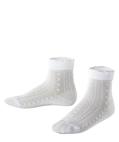 FALKE Unisex Kinder Socken Romantic Net K SO Baumwolle einfarbig 1 Paar, Weiß (White 2000), 23-26 von FALKE