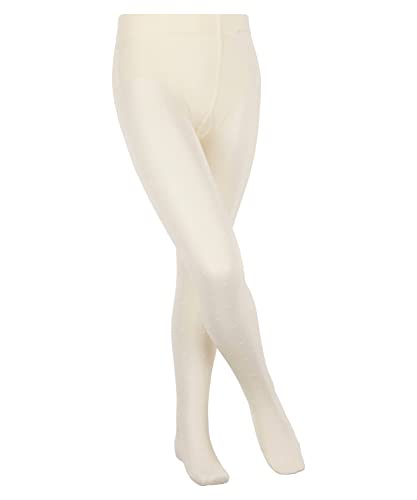 FALKE Unisex Kinder Strumpfhose Romantic Dot K TI Transparent dick gemustert 1 Stück, Weiß (Off-White 2059), 110-116 von FALKE