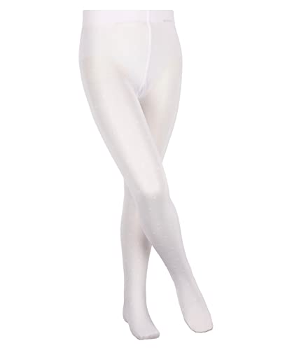 FALKE Unisex Kinder Strumpfhose Romantic Dot K TI Transparent dick gemustert 1 Stück, Weiß (White 2209), 110-116 von FALKE