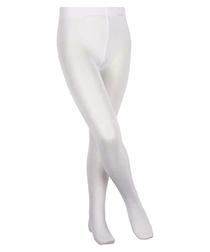FALKE Unisex Kinder Strumpfhose Romantic Dot K Ti transparent dick gemustert 1 Stück, Weiß White 2209, 110-116 von FALKE