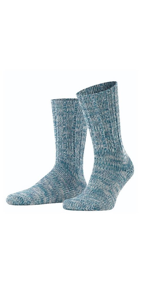 FALKE Socken Tagessocke Brooklyn Crew (Bootsock, Grobstrick-Optik) tealblau Herren von FALKE