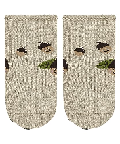 FALKE Unisex Baby Cosy Acorn B HP Baumwolle Rutschhemmende Noppen 1 Paar Hausschuh-Socken, Beige (Beige Melange 4082), 62-68 von FALKE