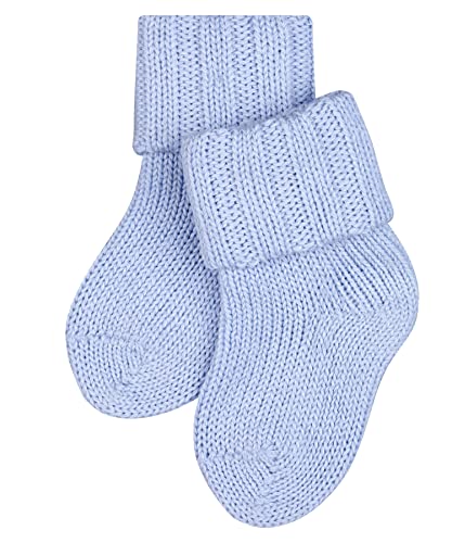 FALKE Unisex Baby Socken Flausch B So Wolle Baumwolle einfarbig 1 Paar, Blau Crystal Blue 6290, 74-80 von FALKE