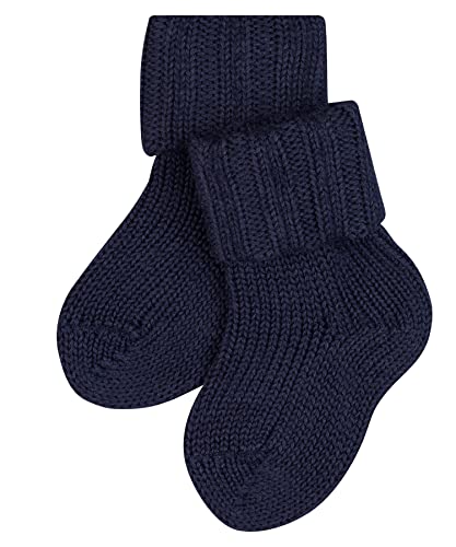 FALKE Unisex Baby Socken Flausch B So Wolle Baumwolle einfarbig 1 Paar, Blau Dark Navy 6370, 74-80 von FALKE