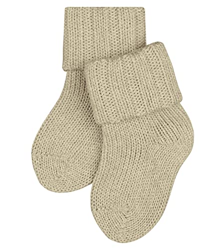 FALKE Unisex Baby Socken Flausch B So Wolle Baumwolle einfarbig 1 Paar, Beige Sand Melange 4650, 74-80 von FALKE