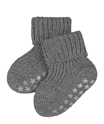 FALKE Unisex Baby Hausschuh-Socken Catspads Cotton B HP Baumwolle rutschhemmende Noppen 1 Paar, Grau (Light Grey Melange 3390), 74-80 von FALKE