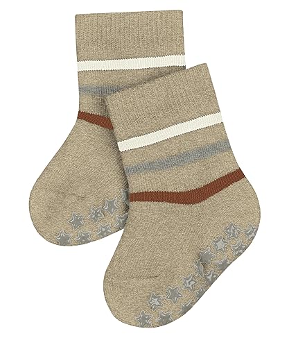 FALKE Unisex Baby Stoppersocken Multi Stripe B Hp Baumwolle rutschhemmende Noppen 1 Paar, Beige Sand Melange 4650, 62-68 von FALKE
