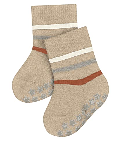 FALKE Unisex Baby Hausschuh-Socken Multi Stripe B HP Baumwolle rutschhemmende Noppen 1 Paar, Beige (Sand Melange 4650), 74-80 von FALKE