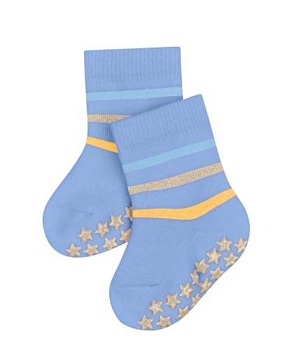 FALKE Unisex Baby Multi Stripe B HP Baumwolle Rutschhemmende Noppen 1 Paar Hausschuh-Socken, Blau (Light Blue 6755), 74-80 von FALKE