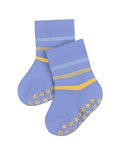 FALKE Unisex Baby Hausschuh-Socken Multi Stripe B HP Baumwolle rutschhemmende Noppen 1 Paar, Blau (Light Blue 6755), 74-80 von FALKE