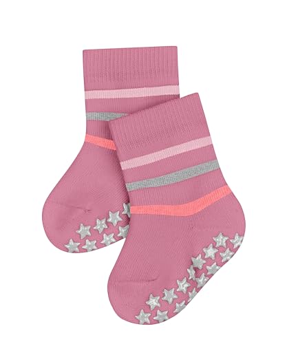 FALKE Unisex Baby Hausschuh-Socken Multi Stripe B HP Baumwolle rutschhemmende Noppen 1 Paar, Rosa (English Rose 8731), 62-68 von FALKE