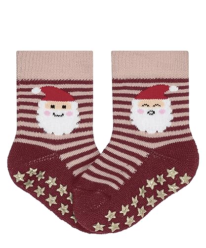 FALKE Unisex Baby Hausschuh-Socken Santa Stripes Baumwolle rutschhemmende Noppen 1 Paar, Rot (Ruby 8830), 62-68 von FALKE