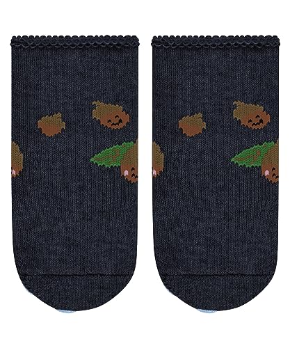 FALKE Unisex Baby Cosy Acorn B HP Baumwolle Rutschhemmende Noppen 1 Paar Hausschuh-Socken, Blau (Blue Melange 6875), 62-68 von FALKE