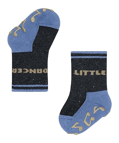FALKE Unisex Baby Little Dancer B HP Baumwolle Rutschhemmende Noppen 1 Paar Hausschuh-Socken, Blau (Navy Melange 6127), 74-80 von FALKE