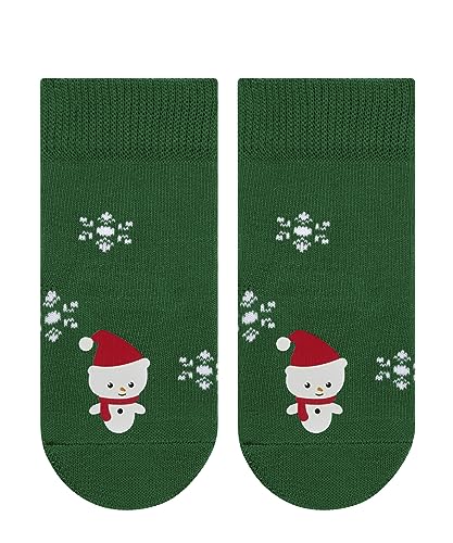 FALKE Unisex Baby Socken Little Snowman B SO Baumwolle gemustert 1 Paar, Grün (Grass Green 7290), 62-68 von FALKE