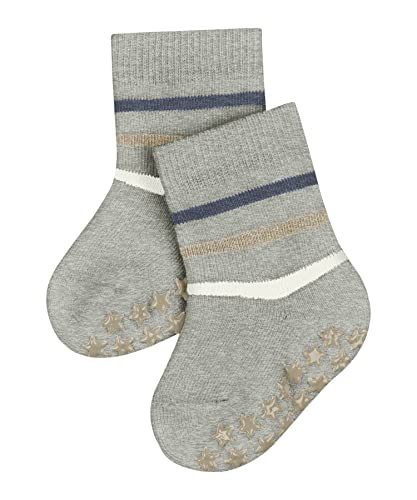 FALKE Unisex Baby Hausschuh-Socken Multi Stripe, Baumwolle, 1 Paar, Grau (Wool Grey Melange 3824), 62-68 von FALKE