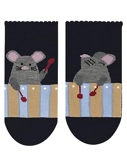 FALKE Unisex Baby Socken Music Mice, Nachhaltige Baumwolle, 1 Paar, Blau (Marine 6120), 74-80 von FALKE