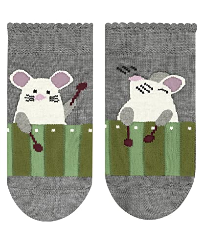 FALKE Unisex Baby Socken Music Mice, Nachhaltige Baumwolle, 1 Paar, Grau (Light Grey 3400), 80-92 von FALKE