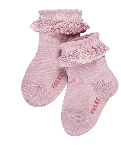 FALKE Unisex Baby Socken Romantic Lace B So Baumwolle einfarbig 1 Paar, Rosa Thulit 8663, 74-80 von FALKE