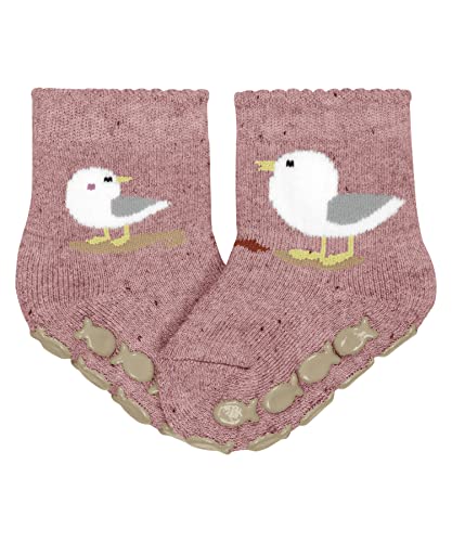 FALKE Unisex Baby Hausschuh-Socken Seagulls B HP Baumwolle Seide rutschhemmende Noppen 1 Paar, Rosa (Heather Pink Melange 8386), 62-68 von FALKE