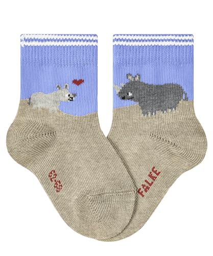 FALKE Unisex Baby Socken Baby Rhino Love B SO Baumwolle gemustert 1 Paar, Blau (Light Blue 6755), 74-80 von FALKE