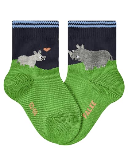 FALKE Unisex Baby Socken Baby Rhino Love B SO Baumwolle gemustert 1 Paar, Blau (Space Blue 6116), 62-68 von FALKE