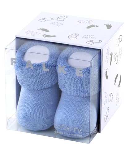 FALKE Unisex Baby Socken Erstling B So Baumwolle einfarbig 1 Paar, Blau Crystal Blue 6290, 62-68 von FALKE