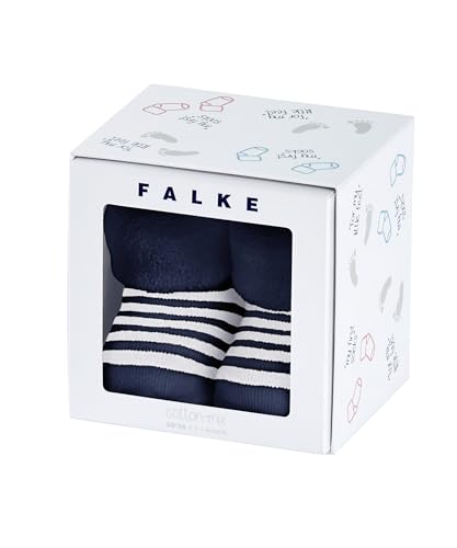 FALKE Unisex Baby Socken Erstlingsringel B SO Baumwolle einfarbig 1 Paar, Blau (Marine 6120), 62-68 von FALKE