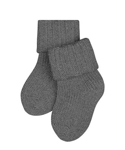 FALKE Unisex Baby Socken Flausch B So Wolle Baumwolle einfarbig 1 Paar, Grau Light Grey Melange 3390, 74-80 von FALKE