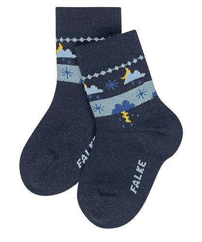 FALKE Unisex Baby Socken Weather Fair Isle Biologische Baumwolle gemustert 1 Paar, Blau (Space Blue 6116), 62-68 von FALKE