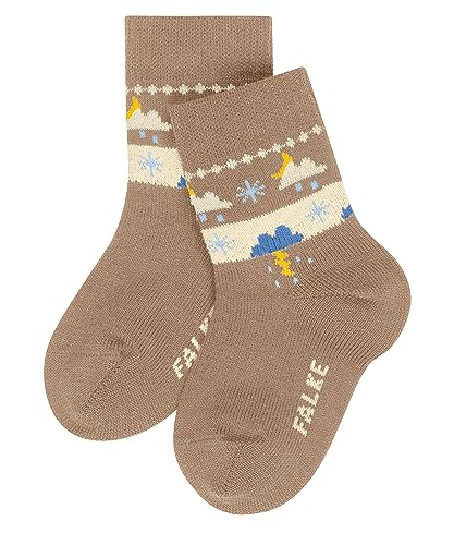 FALKE Unisex Baby Socken Weather Fair Isle Biologische Baumwolle gemustert 1 Paar, Braun (Camel 5038), 74-80 von FALKE