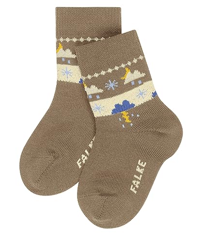 FALKE Unisex Baby Socken Weather Fair Isle Biologische Baumwolle gemustert 1 Paar, Braun (Camel 5038), 80-92 von FALKE