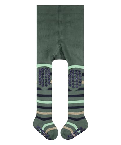 FALKE Unisex Baby Strumpfhose Multi Stripe Baumwolle rutschhemmende Noppen 1 Stück, Grün (Dark Jade 7248), 62-68 von FALKE