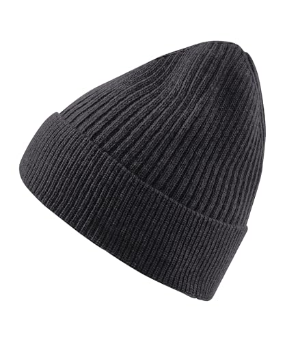 FALKE Unisex Beanie-Mütze Basic Fancy Lambswool U Be Wolle schnelltrocknend warm 1 Stück, Grau Asphalt Melange 3180, OneSize von FALKE