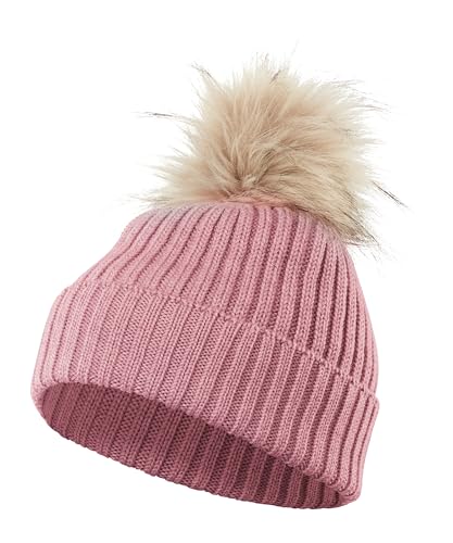 FALKE Unisex Beanie-Mütze Basic Merino U Be Wolle schnelltrocknend warm 1 Stück, Rosa Karkade 8161, OneSize von FALKE