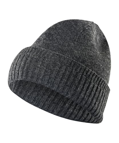 FALKE Unisex Beanie-Mütze Basic Fancy Lambswool U Be Wolle schnelltrocknend warm 1 Stück, Grau Dark Grey 3970, OneSize von FALKE
