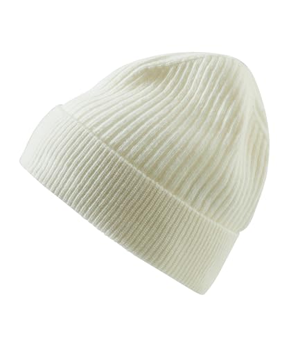 FALKE Unisex Beanie-Mütze Basic Fancy Lambswool U Be Wolle schnelltrocknend warm 1 Stück, Weiß Off-White 2040, OneSize von FALKE