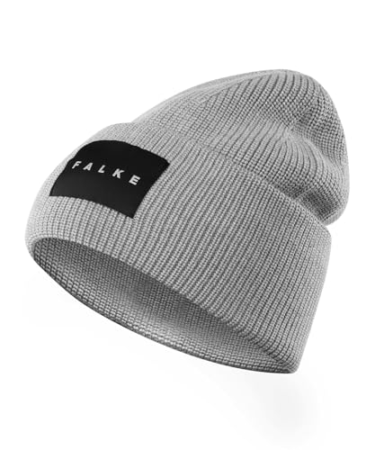 FALKE Unisex Beanie-Mütze Basic Label Big U Be Wolle schnelltrocknend warm 1 Stück, Grau Light Grey 3400, OneSize von FALKE