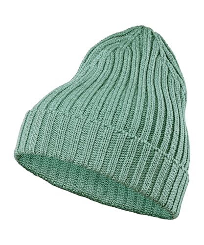 FALKE Unisex Beanie-Mütze Hat Rib U Be Wolle schnelltrocknend warm 1 Stück, Grün Caiman 7998, OneSize von FALKE